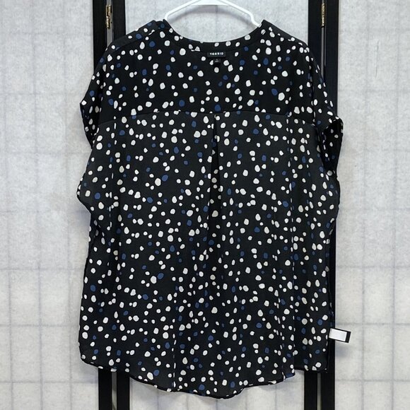 Torrid Sleeveless Zip V Neck Semi Sheer Polka Dot Top Black White Blue 1 - Picture 6 of 14